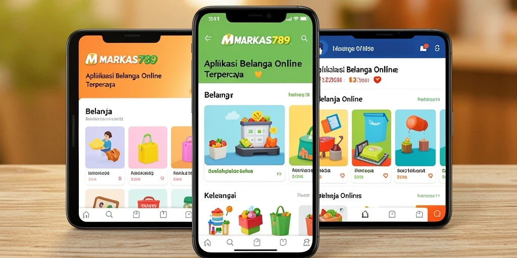 Tampilan antarmuka pengguna aplikasi MARKAS789 untuk belanja online.