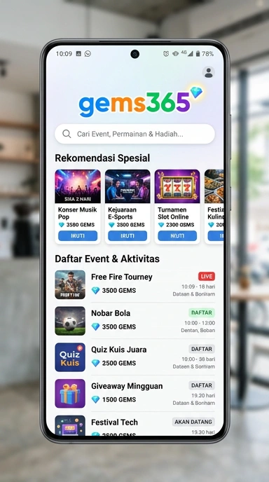 Tampilan katalog aplikasi gems365