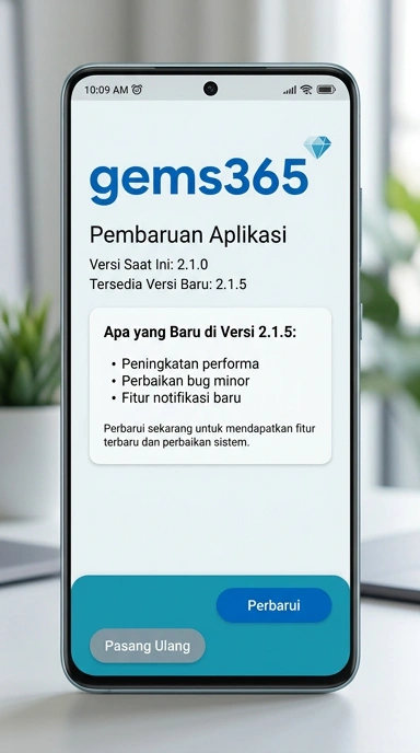 Tampilan riwayat versi gems365